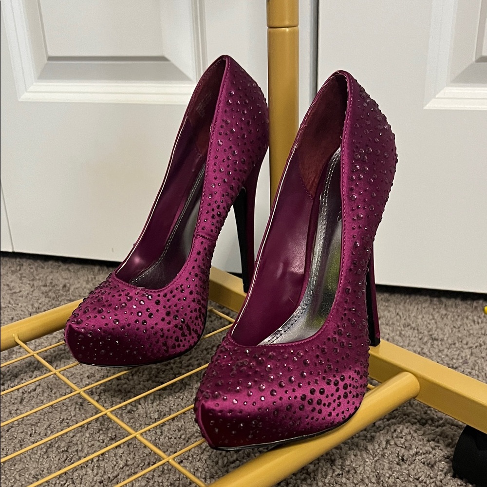 Bakers Fuchsia Rhinestone Heels